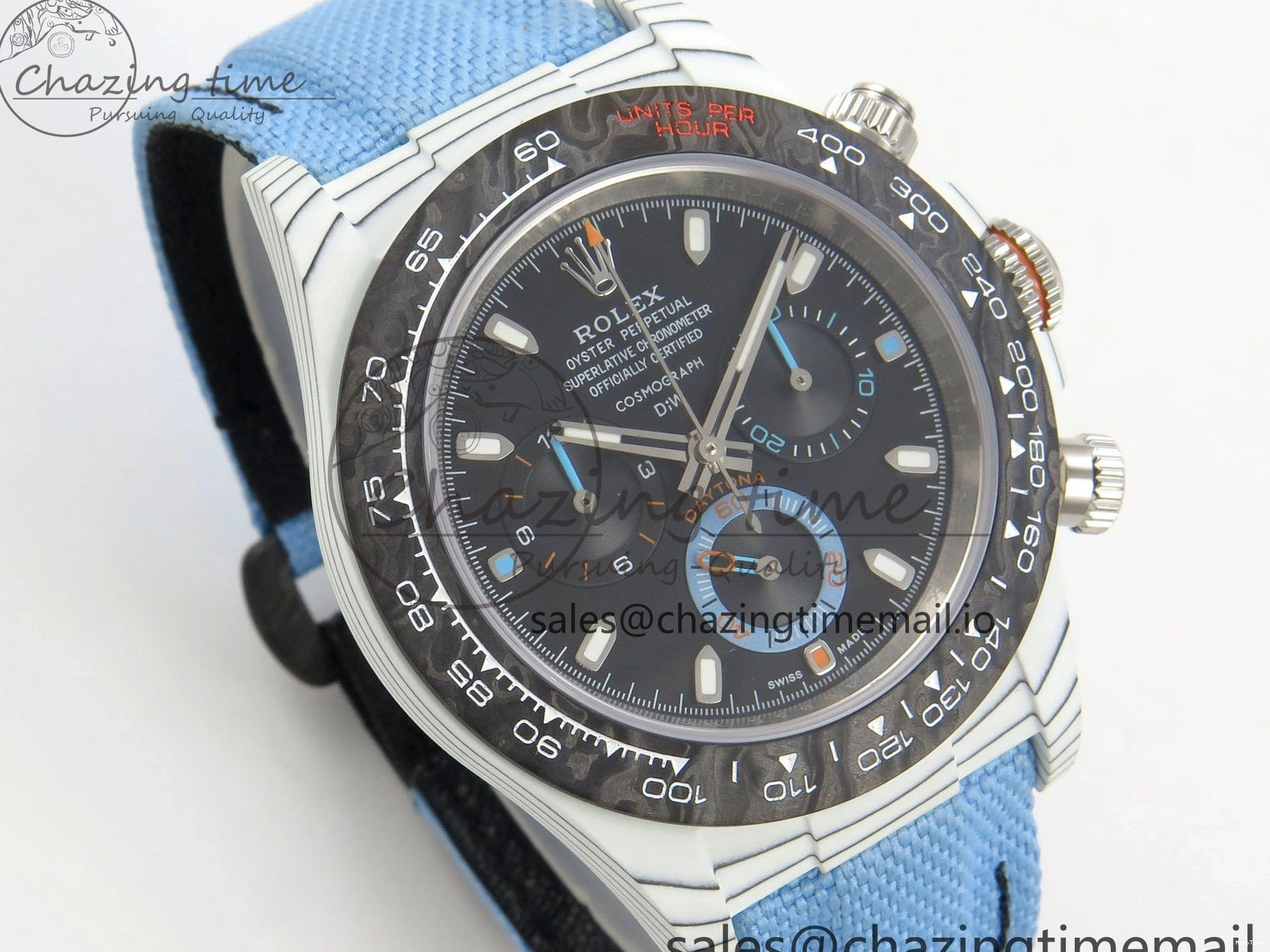 MiroTime 0106 Attractive Daytona DIW Carbon Case and Bezel DIWF Edition Black Dial on Blue Nylon Strap A 71